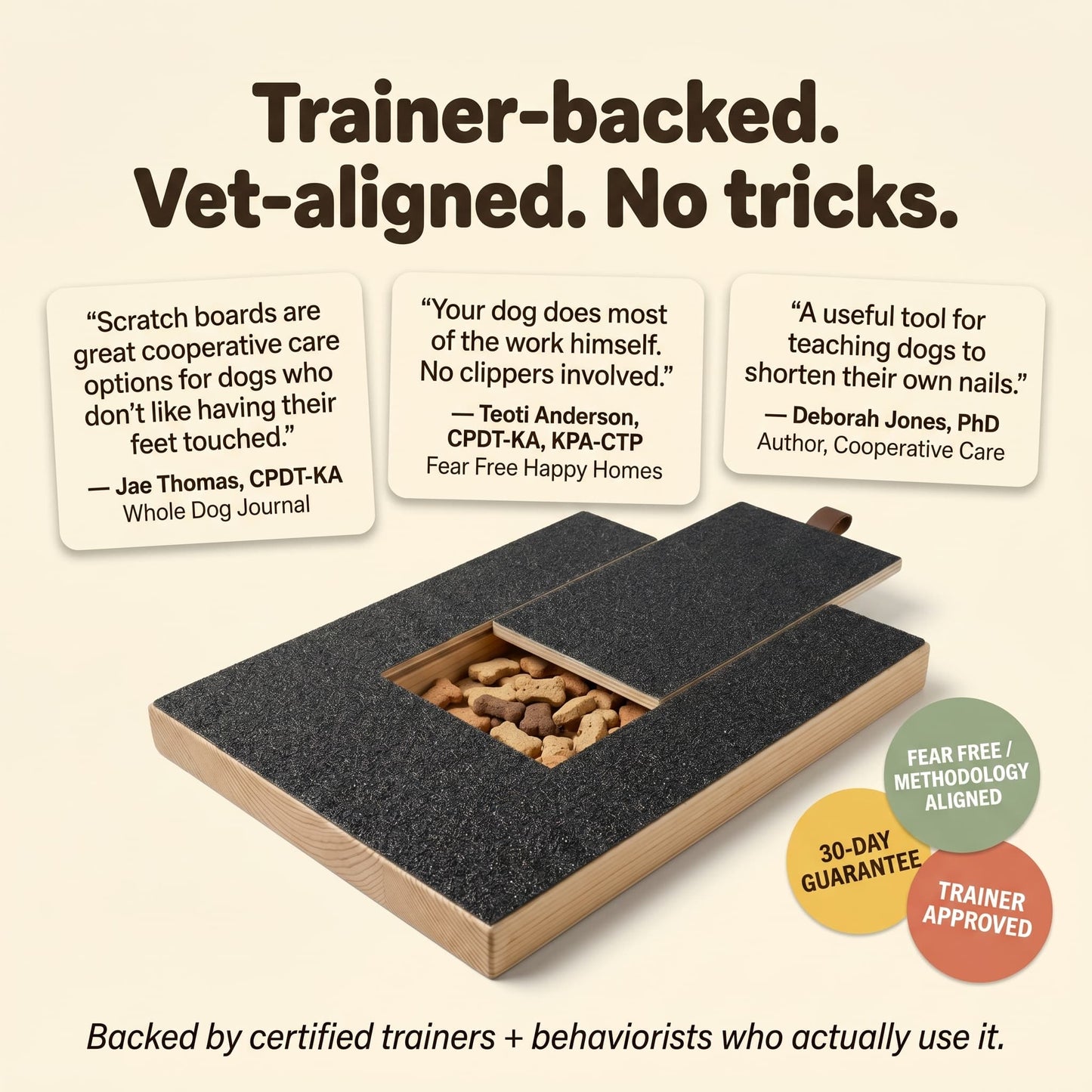 Trainer-backed vet-aligned dog nail scratch board with expert quotes